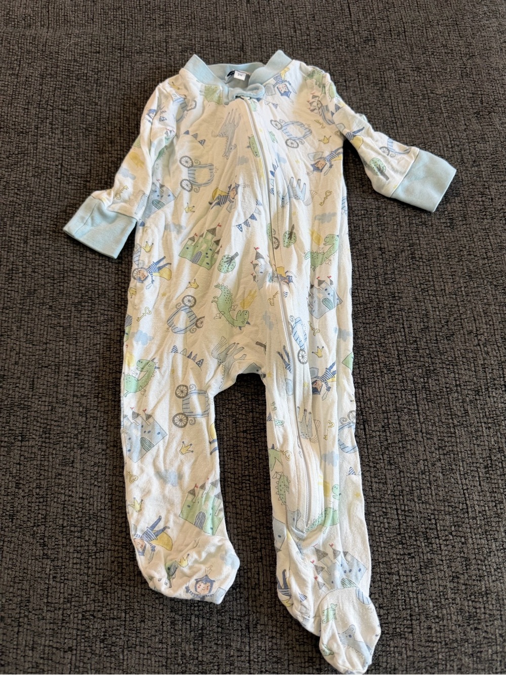 Magnolia Baby Light Blue and White Baby One-Piece Pajamas with Footed Legs